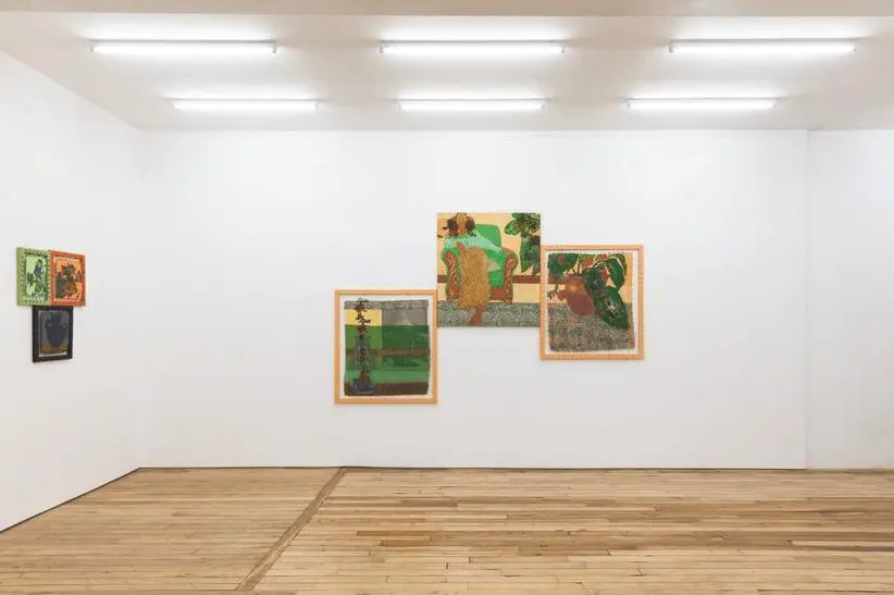 Installation view, Hana Yilma Godine, A Hair Salon in Addis Ababa, Rachel Uffner Gallery, New York, January 22 - March 5, 2022