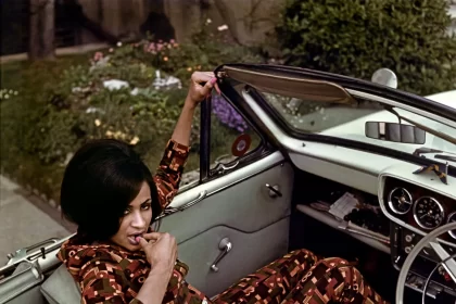 James Barnor Marie Hallowi, Drum cover girl, Rochester, Kent, 1966 Gelatin Silver Print © James Barnor/Autograph ABP, London