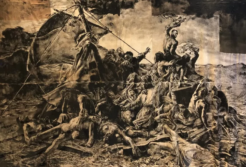 ROMÉO MIVEKANNIN LE RADEAU DE LA MÉDUSE D'APRÈS GÉRICAULT, 2020 500 x 700 cm Copyright The Artist
