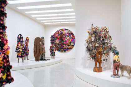 Installation view, Nick Cave: Forothermore, Solomon R. Guggenheim Museum, November 18, 2022–April 10, 2023. Photo: Ariel Ione Williams and Midge Wattles © Solomon R. Guggenheim Foundation, New York.