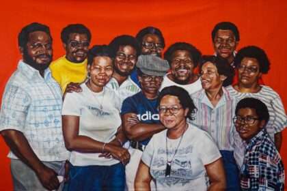 Sydney G. James, The Westside Johnsons, 2022. Acrylic on raw canvas. Courtesy of the artist. Photography by Lamar Landers.