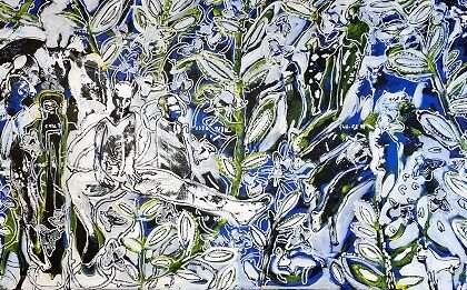 ECOSYSTEME I, 2023 Acrylique et pastel sur toile 100 x 300 cm